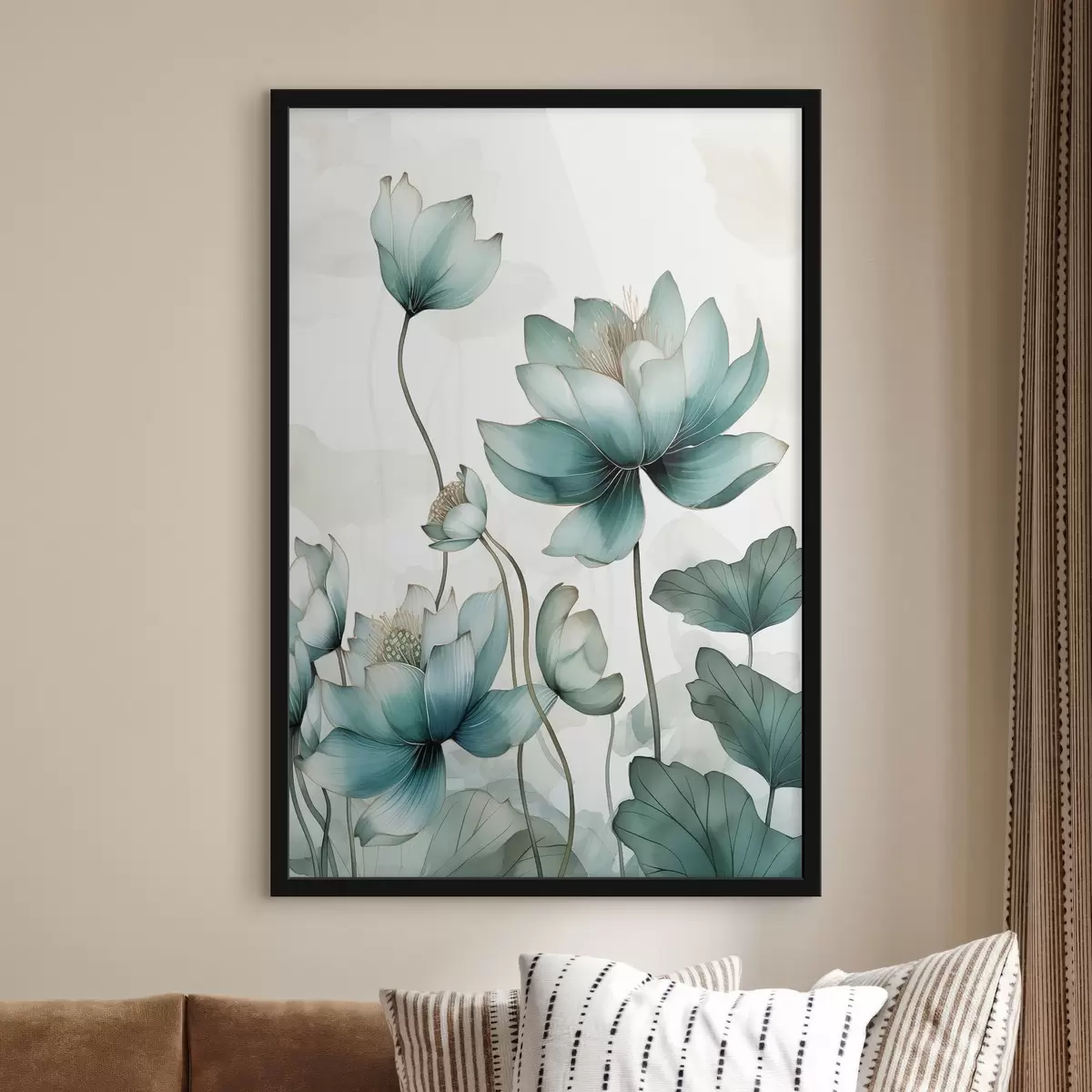 Poster Composizione ad acquerello, fiori di loto f43339