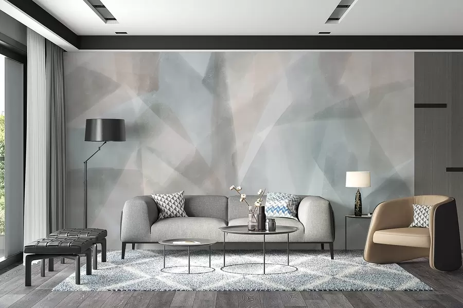 carta da parati Forme geometriche astratte con effetto acquerello, colori tenui e pastello nr. w08919