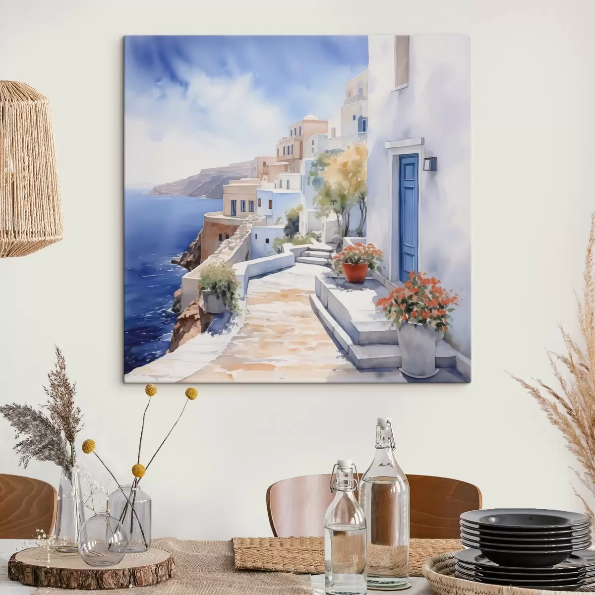 carta da parati Case in riva al mare imitazione dell'acquerello nr. s43346