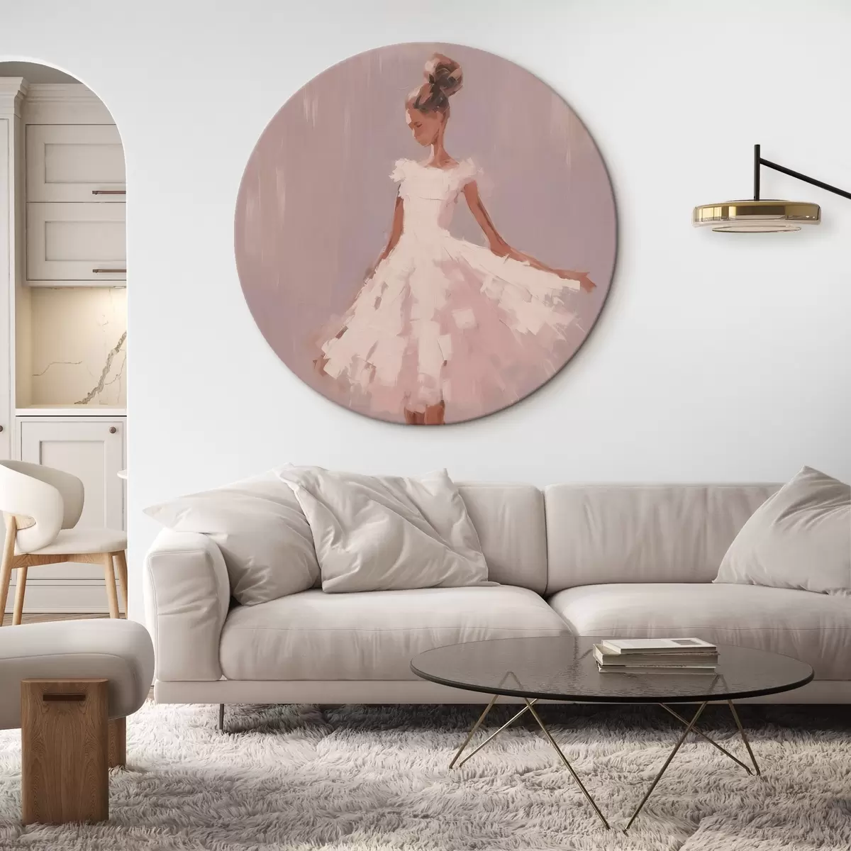 Quadri rotondi Ballerina pittura astratta imitazione r43342