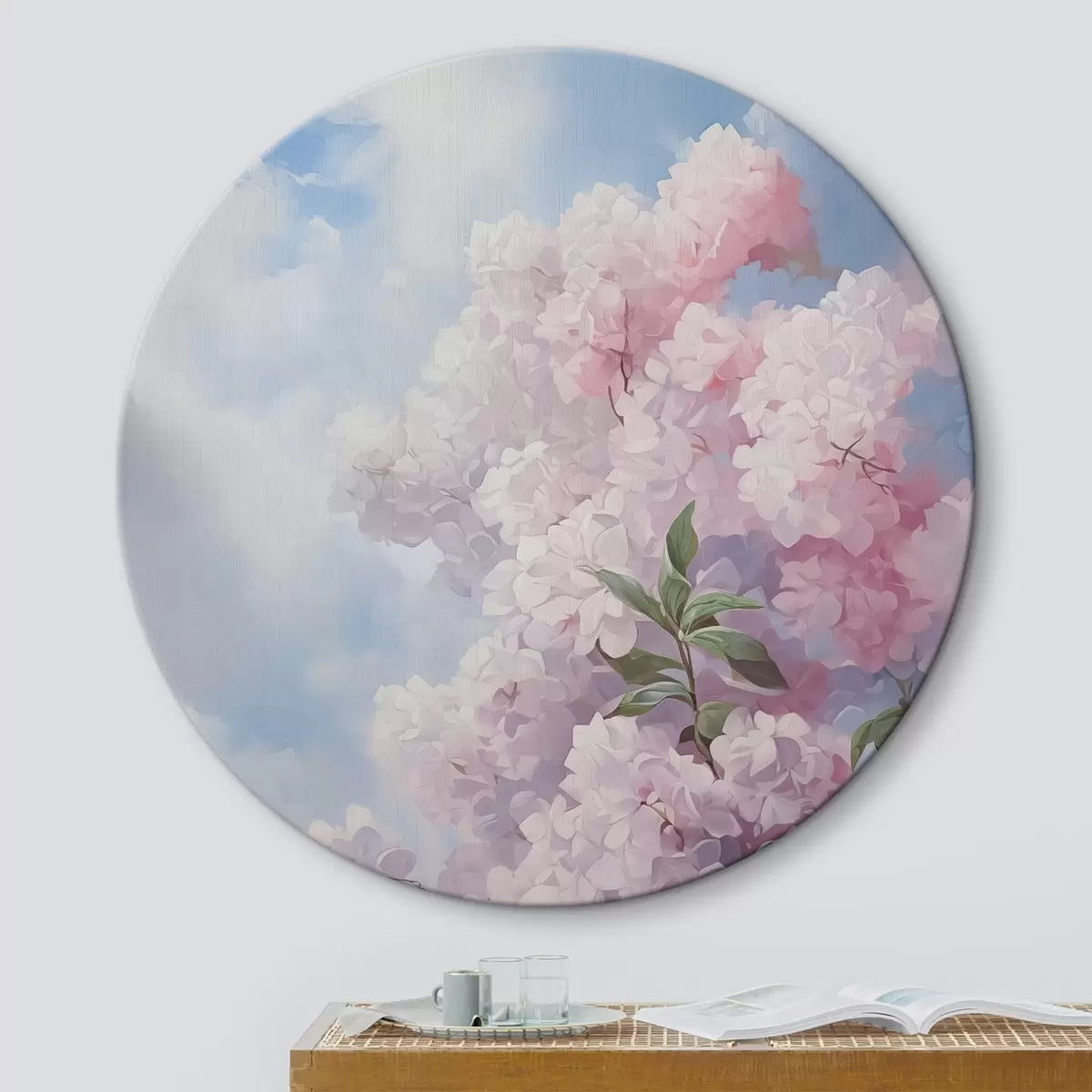 Quadri rotondi Fiori delicati contro il cielo r43350
