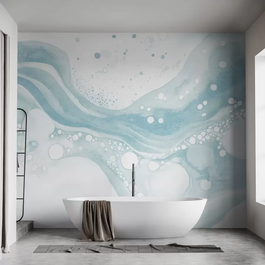 carta da parati Disegno di astrazione in stile acquerello, arte fluida, colore blu nr. w03403v1