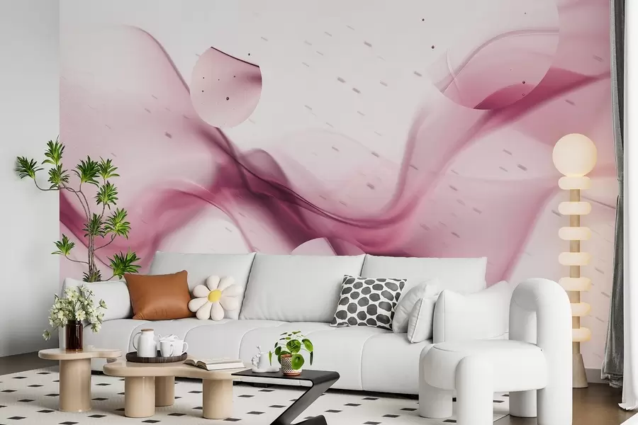 carta da parati Astrazione di onde geometriche, stile sfocato, gradiente, colori rosa nr. w03404v1