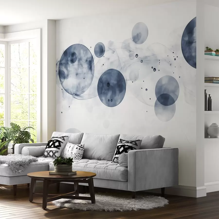 carta da parati Cerchi in stile acquerello, astrazione, eterea, arte fluida, colori grigi nr. w03405