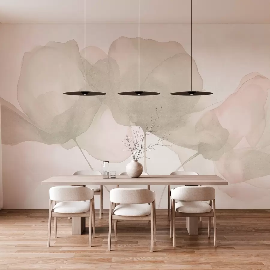 carta da parati Bellissimi fiori, colori pastello tenui, minimalismo, naturale, rustico, beige e rosa nr. w03407v1