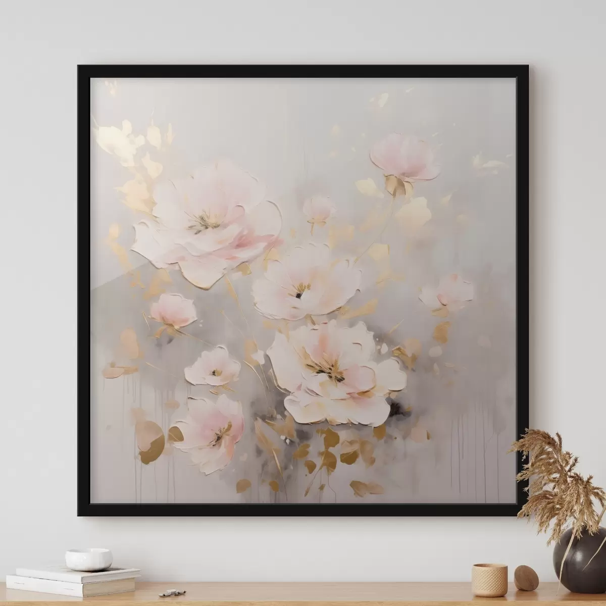 Poster Fiori eleganti rosa in stile pittura f43372