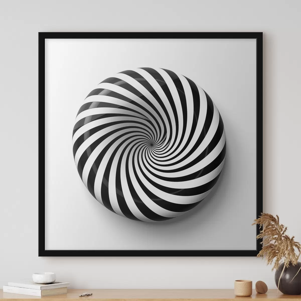 Poster Grafica geometrica vorticosa, grafica nera su sfondo bianco f43376