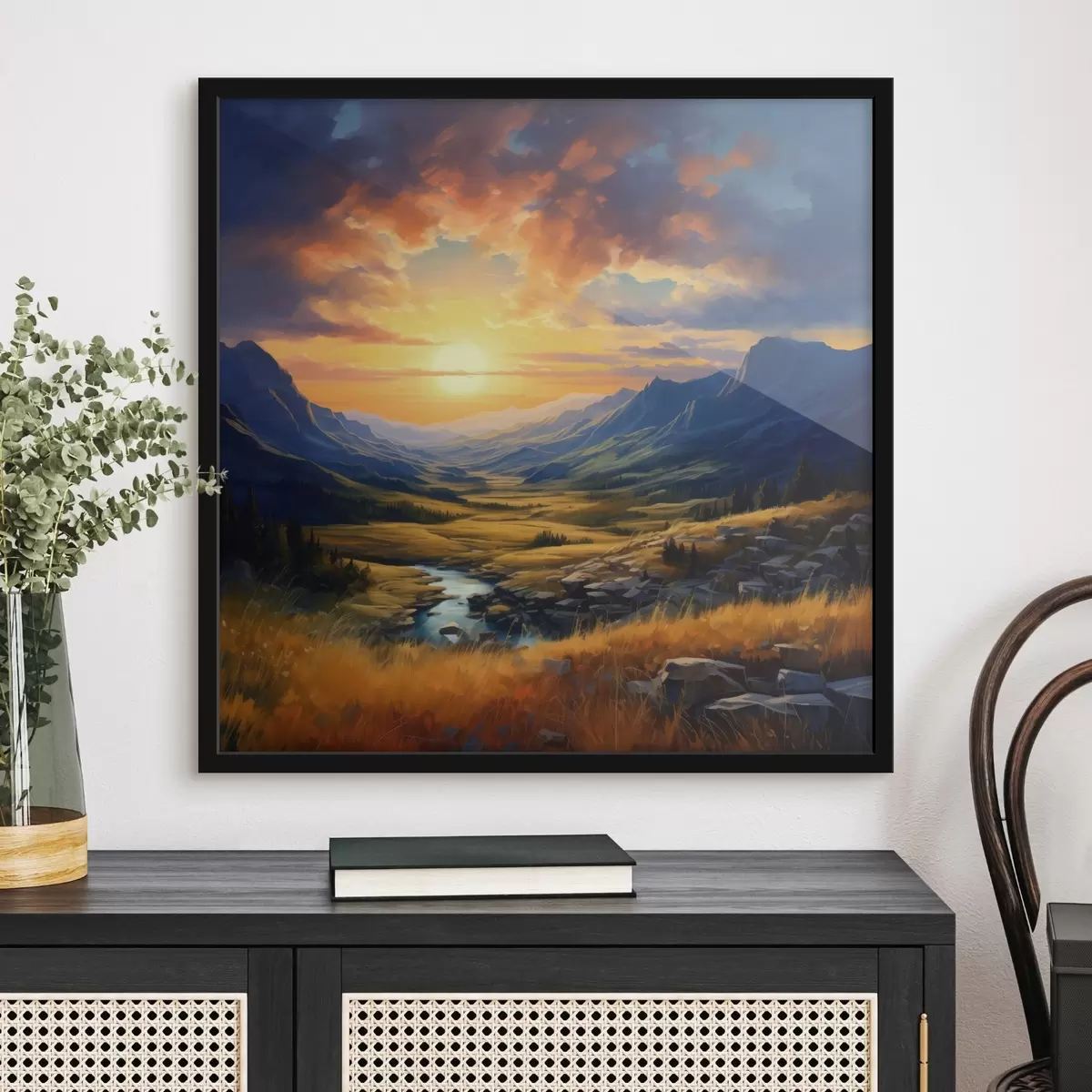 Poster Paesaggio montano al tramonto f43378