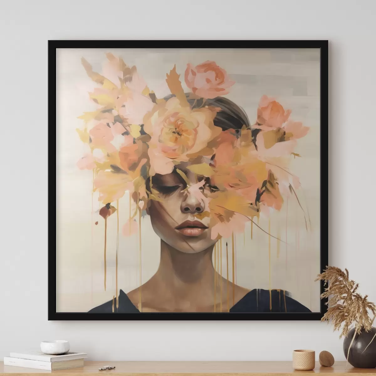 Poster Ragazza con pittura sul viso e fiori in testa f43382
