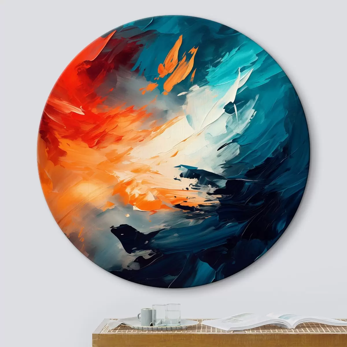 Quadri rotondi Pittura astratta con grandi pennellate espressive r43363