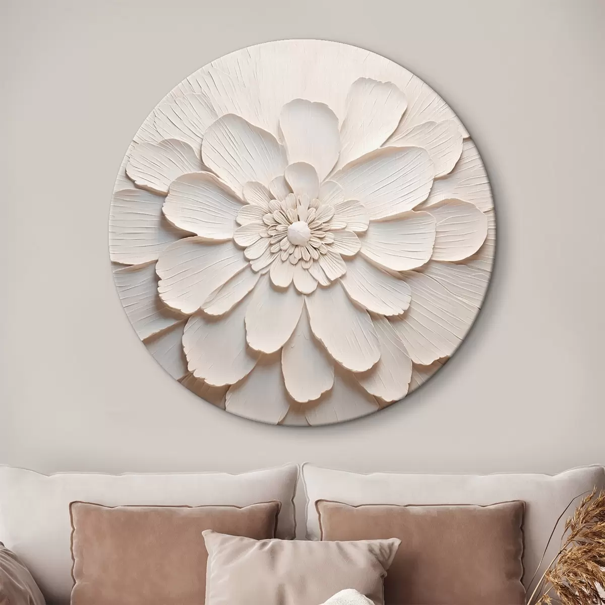 Quadri rotondi Grande fiore bianco con petali voluminosi r43364