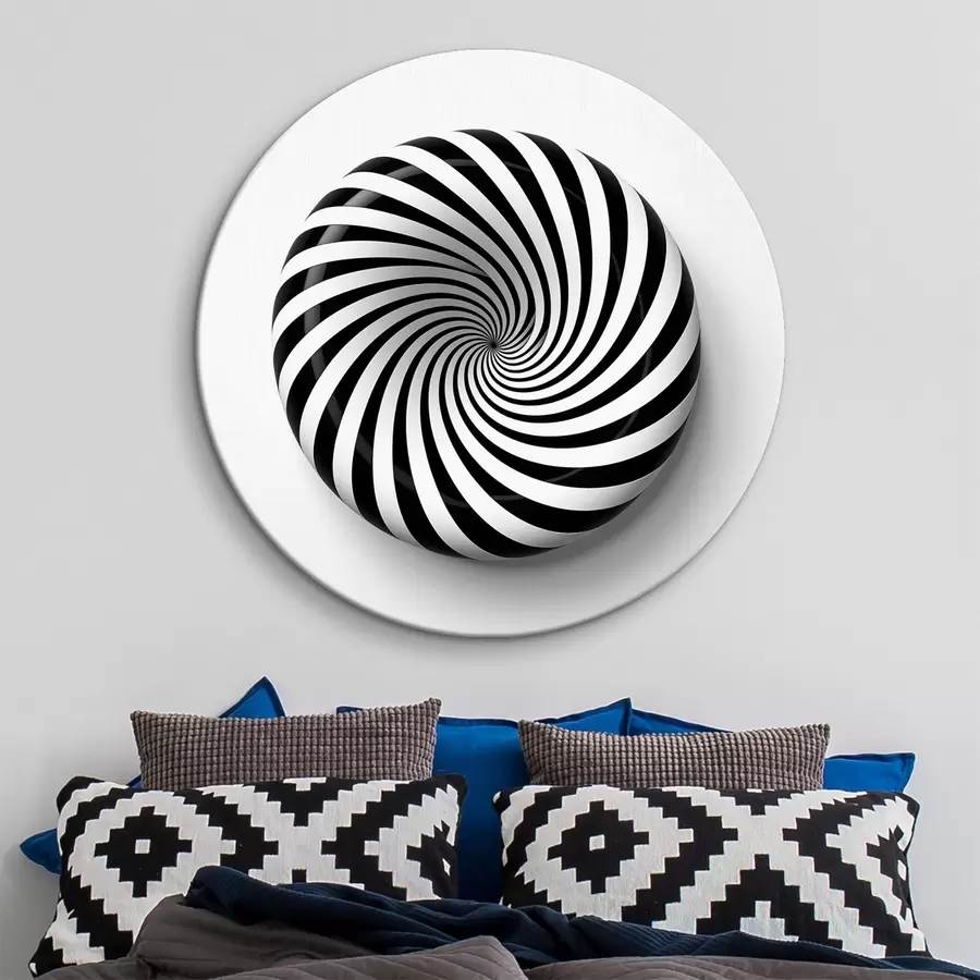 carta da parati Grafica geometrica vorticosa, grafica nera su sfondo bianco nr. r43376