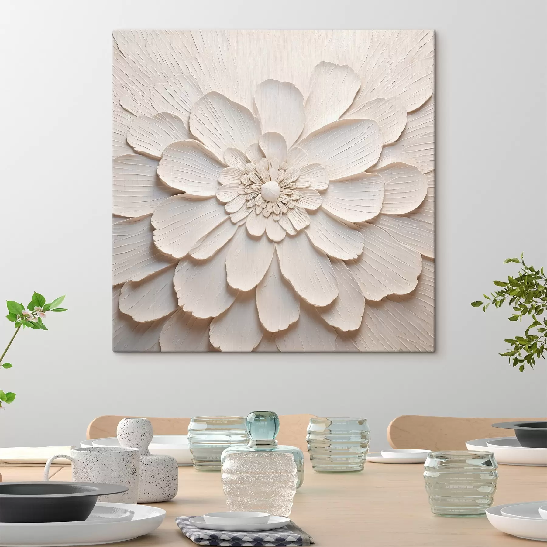 carta da parati Grande fiore bianco con petali voluminosi nr. s43364