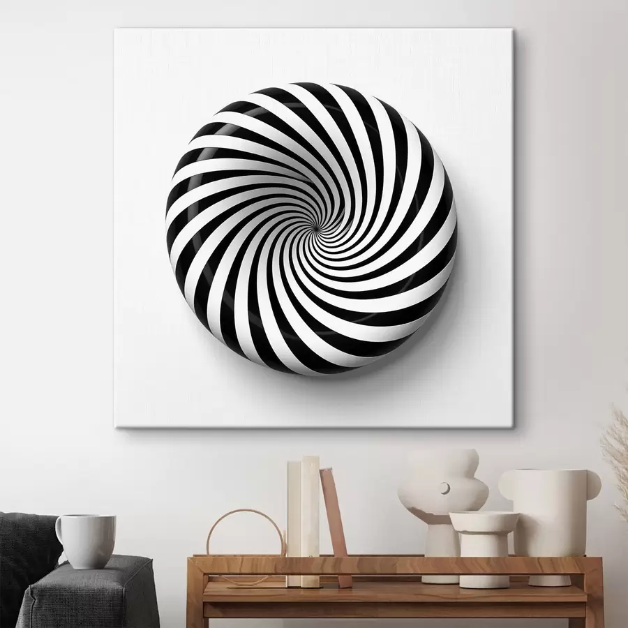 carta da parati Grafica geometrica vorticosa, grafica nera su sfondo bianco nr. s43376