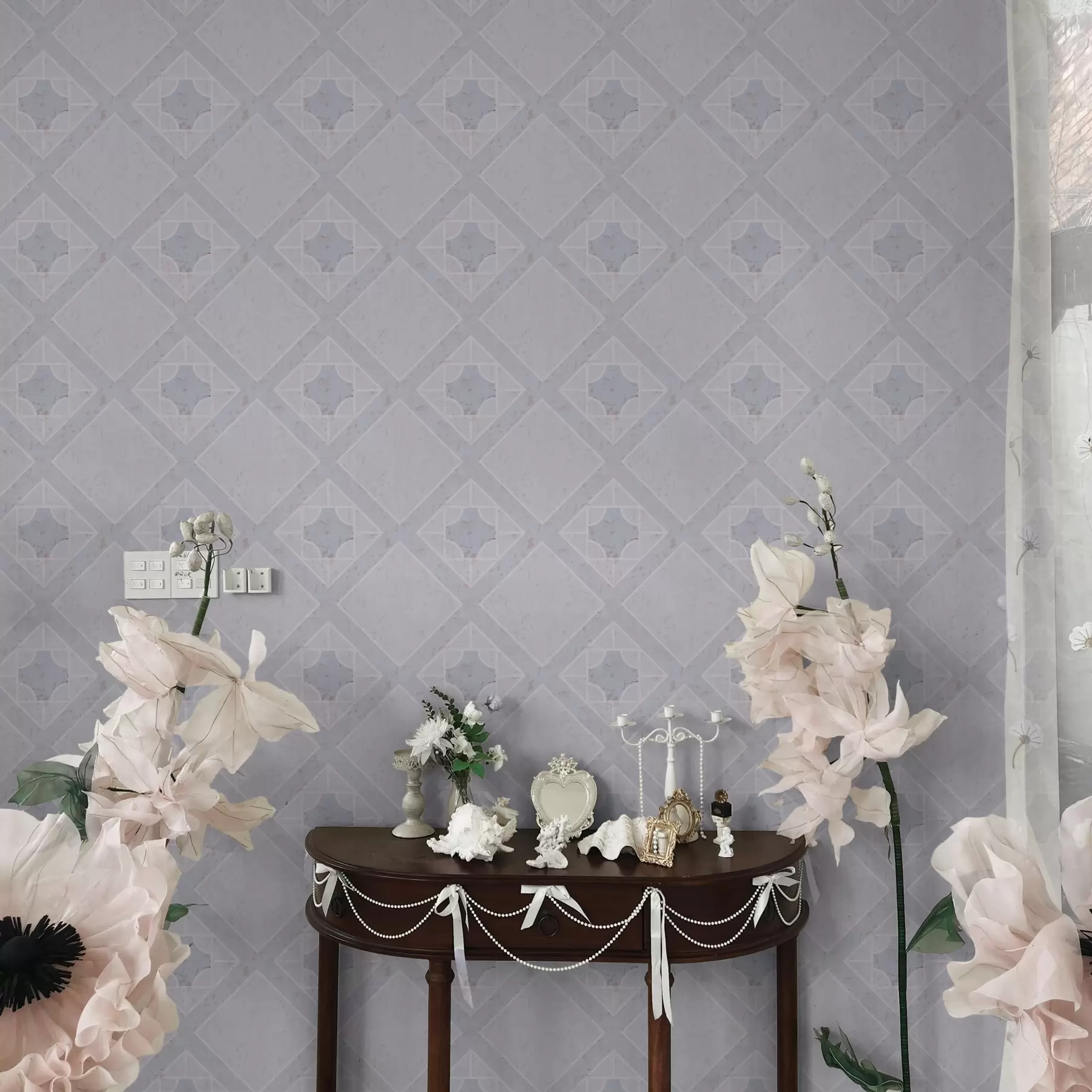 carta da parati Rombi bianchi su sfondo blu nr. a00010