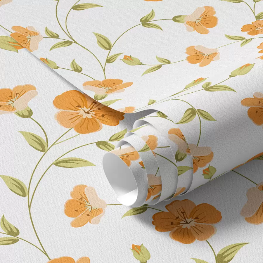 carta da parati Fiori arancioni su sfondo bianco nr. a00015