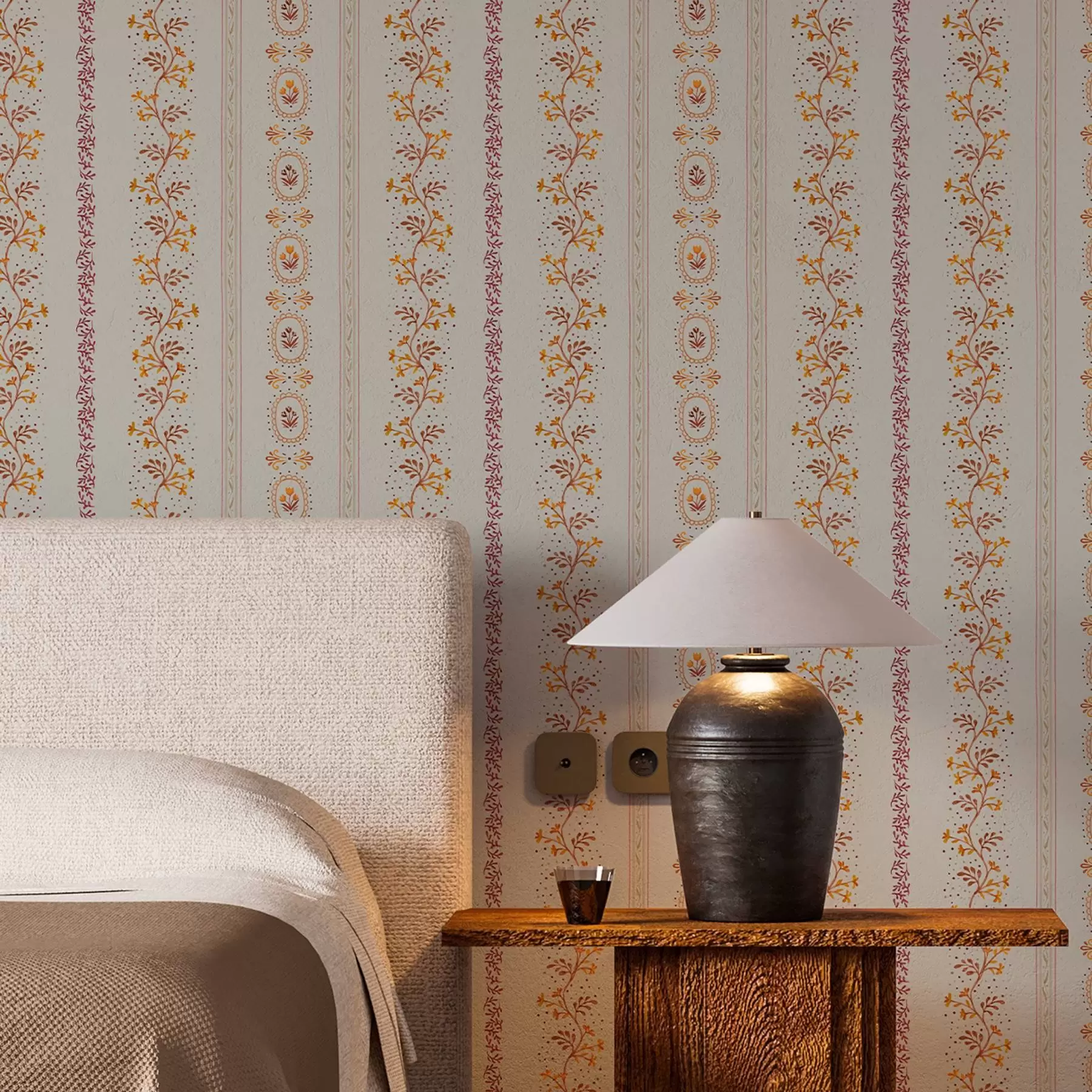 carta da parati Delicato ornamento geometrico con fiori e piante nr. a00031