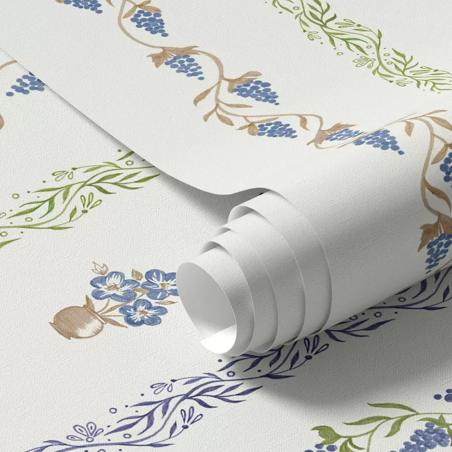 carta da parati Delicato ornamento con foglie e uva nr. a00032