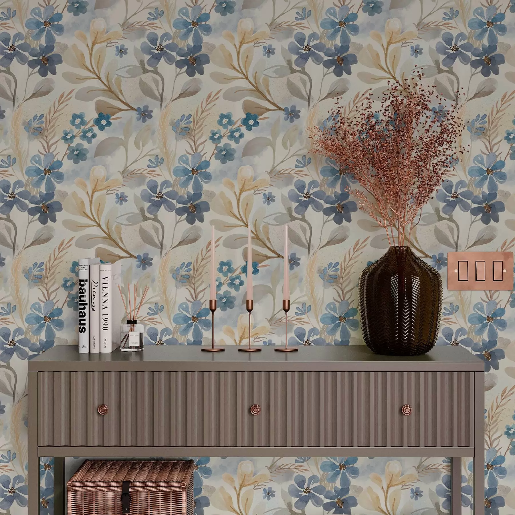 carta da parati Fiori e foglie delicati in stile acquerello nr. a00042