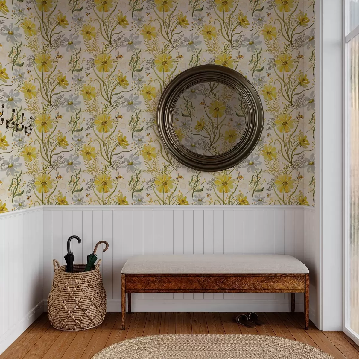 Carta da parati Luminosa composizione floreale di colore giallo a00045