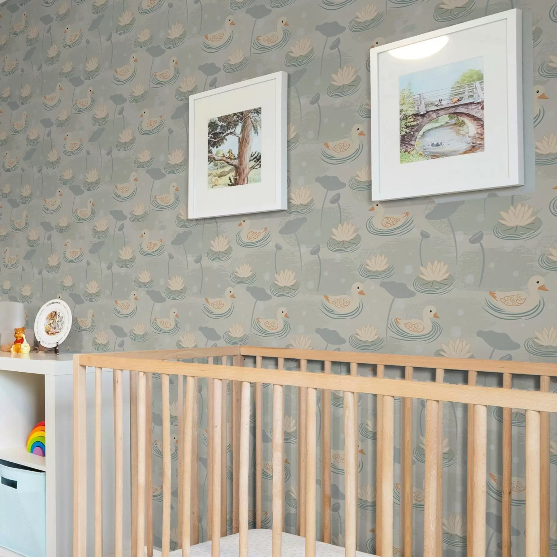 carta da parati Anatroccoli in uno stagno con loti nr. a00079