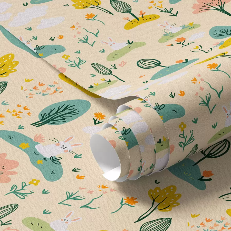 carta da parati Piccoli alberi e conigli nr. a00081