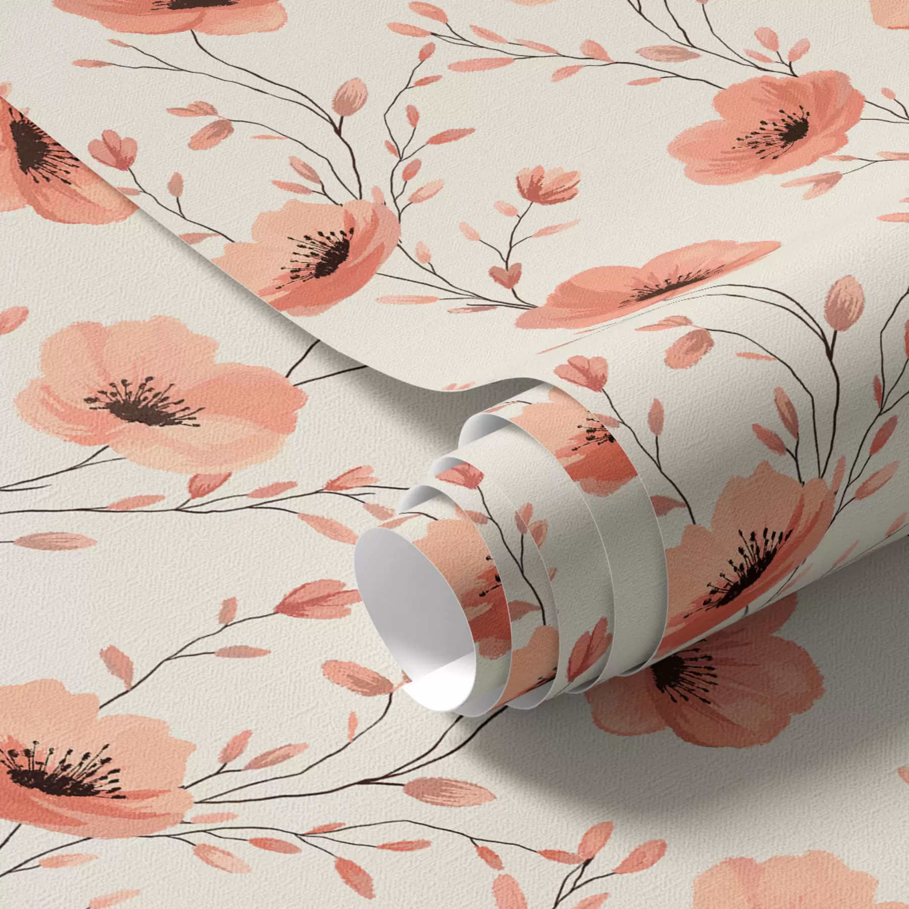 carta da parati Papaveri rosa su steli nr. a00083