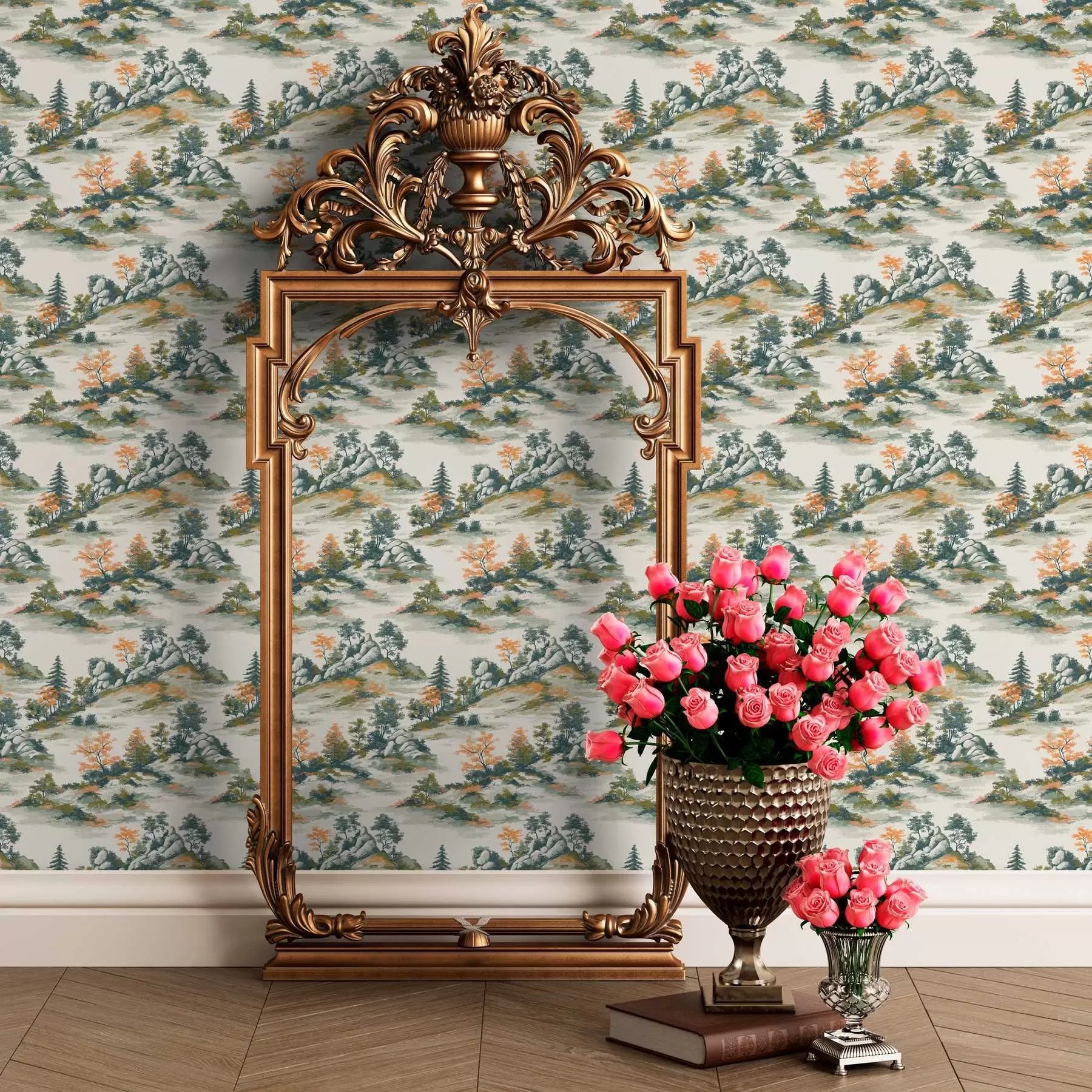 carta da parati Alberi su cenge montuose con pietre nr. a00090