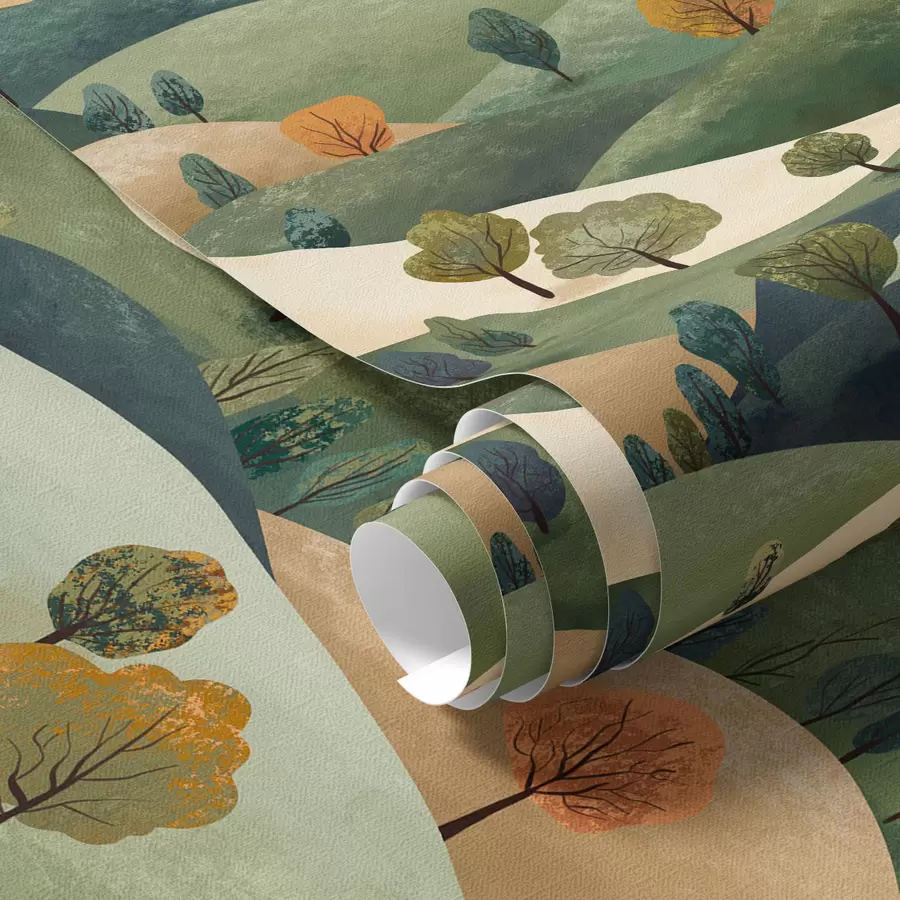 carta da parati Colline divertenti con alberi nr. a00091