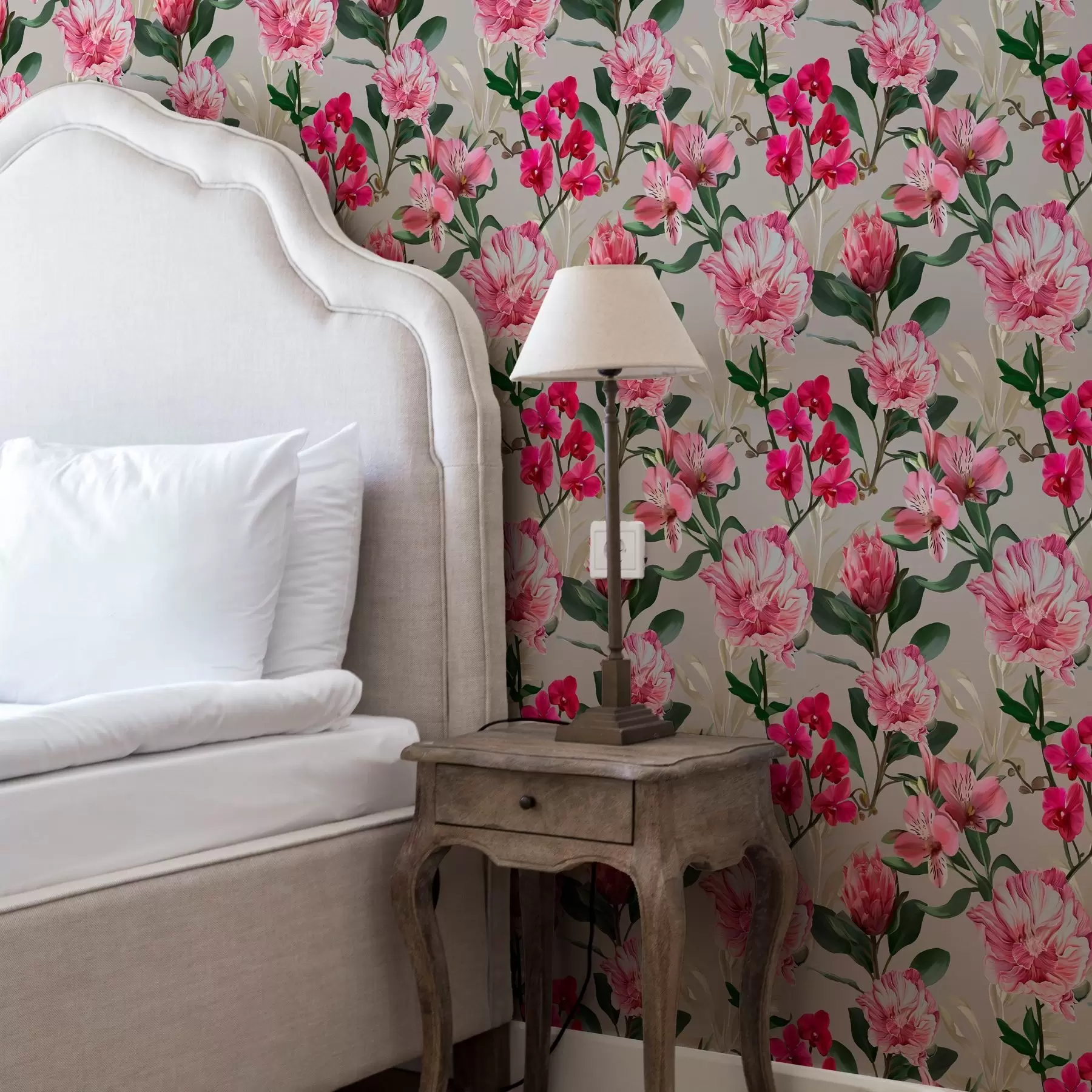 carta da parati Delicati fiori rosa su sfondo chiaro nr. a00094