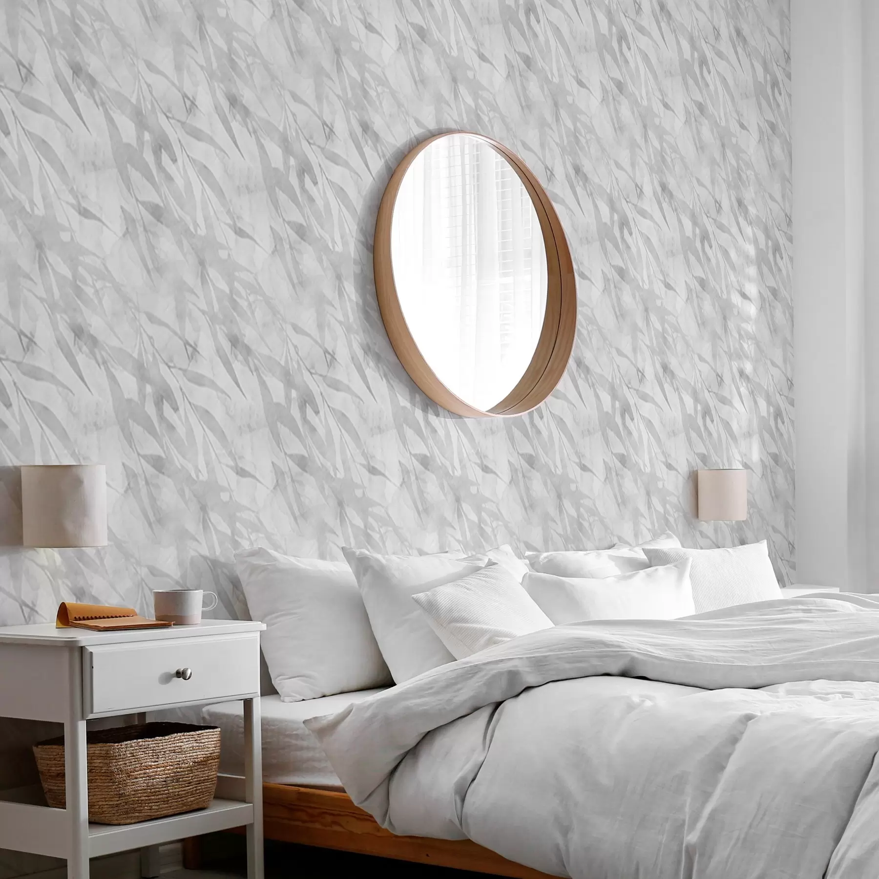 carta da parati Rami grigi con foglie al vento nr. a00097v1