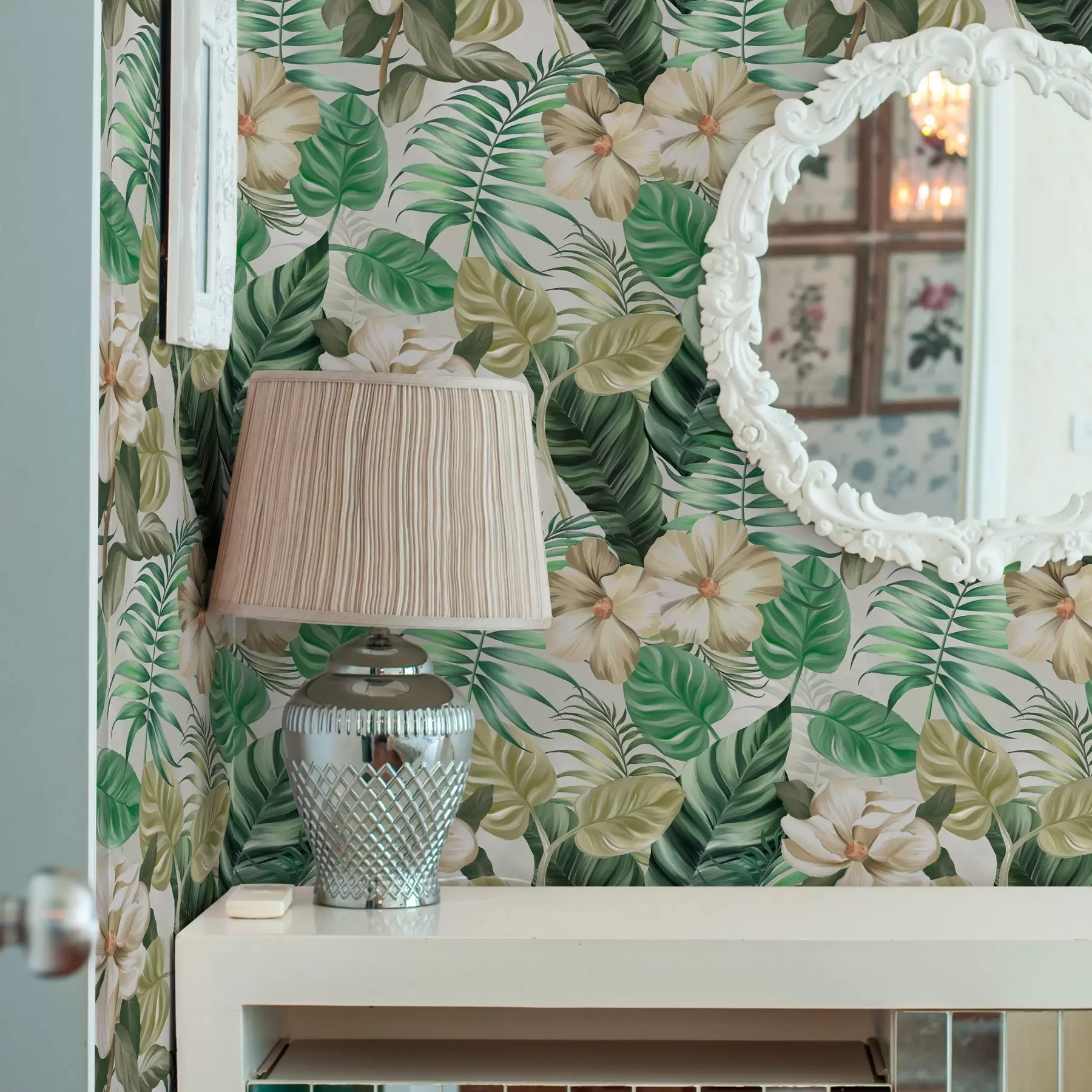 carta da parati Composizione di fiori e foglie tropicali nr. a00099