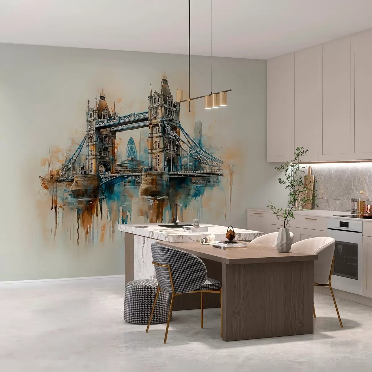 carta da parati Il Ponte della Torre nella tecnica dell'acquerello  nr. w03396