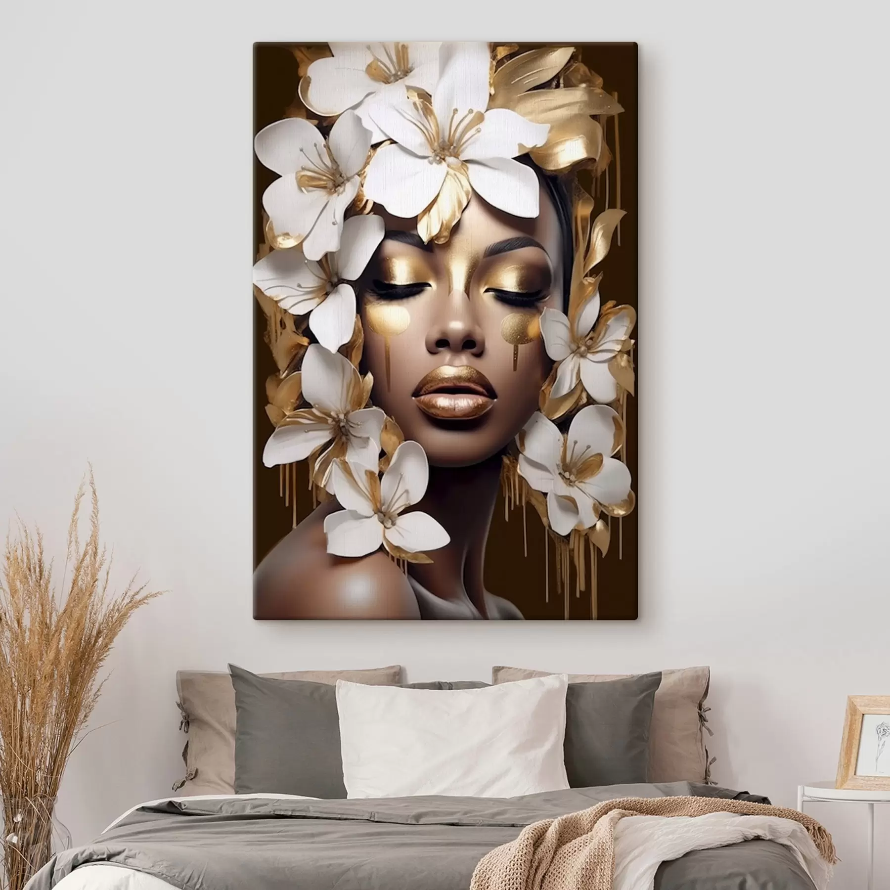 carta da parati Ritratto femminile con elementi floreali nr. s43417