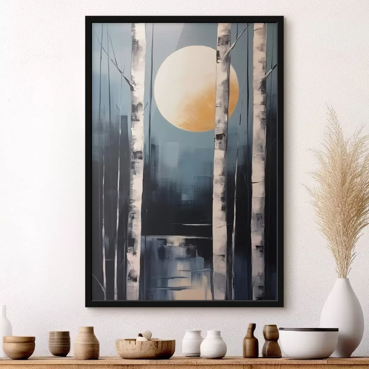 Poster Immagine grafica della foresta di betulle f43413