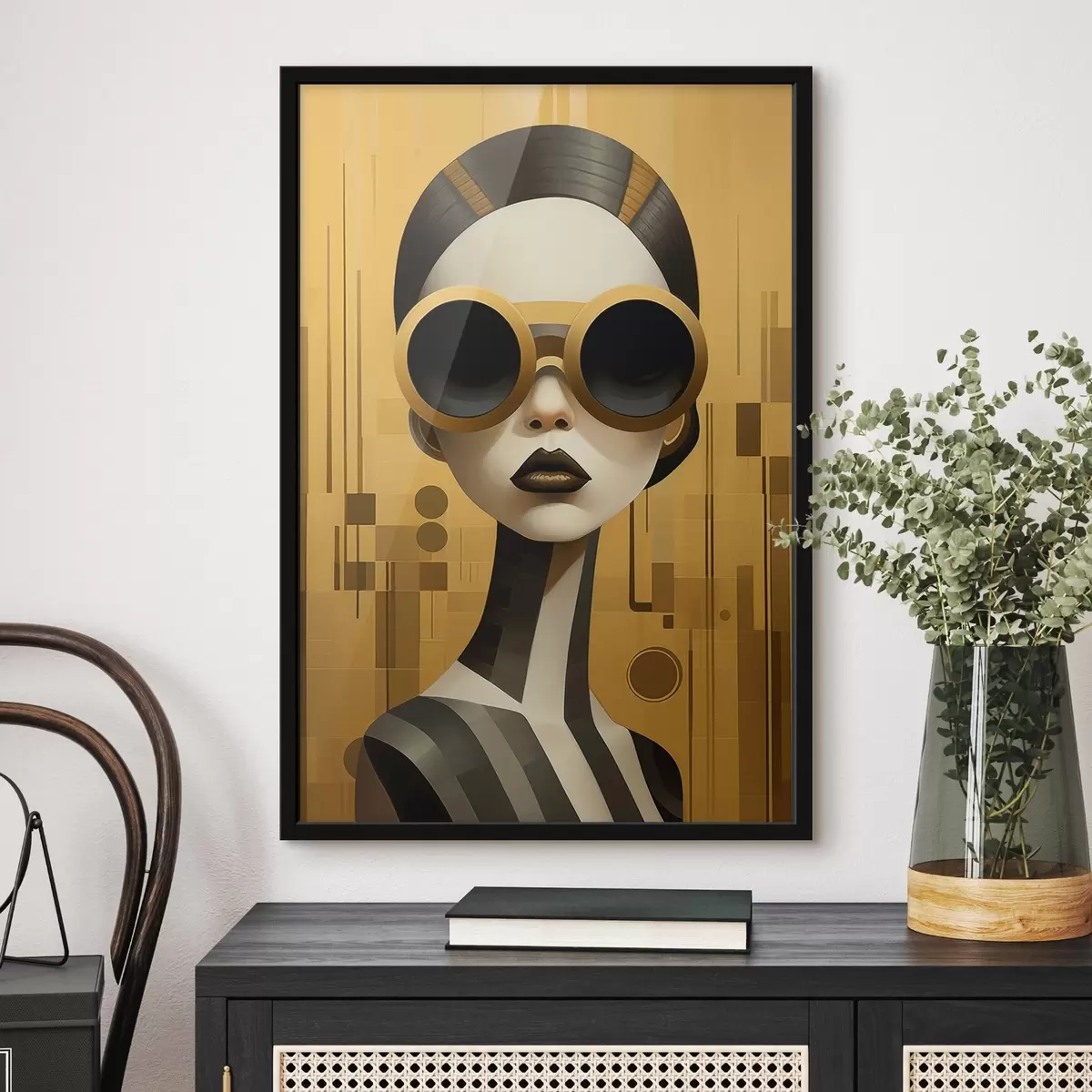 Poster Ritratto femminile decorativo in stile retrò f43415