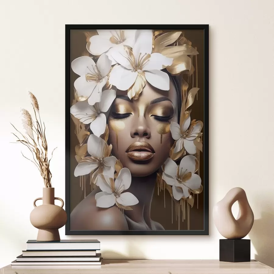 carta da parati Ritratto femminile con elementi floreali nr. f43417