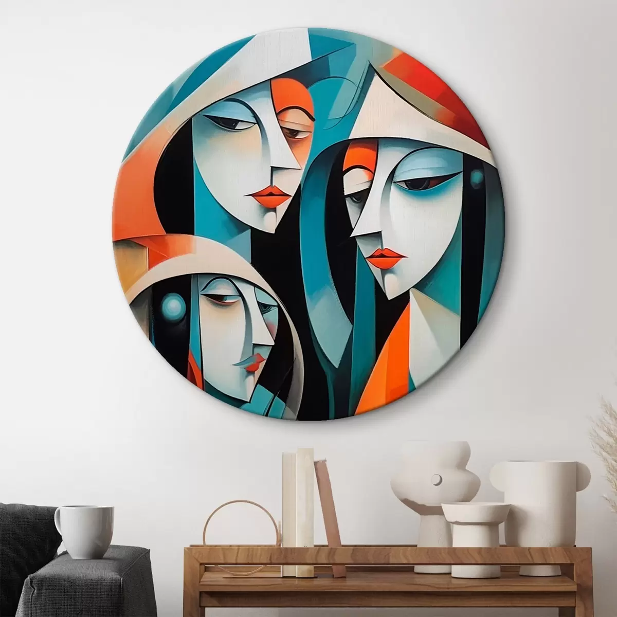 Quadri rotondi Immagine astratta di ritratti femminili r43411