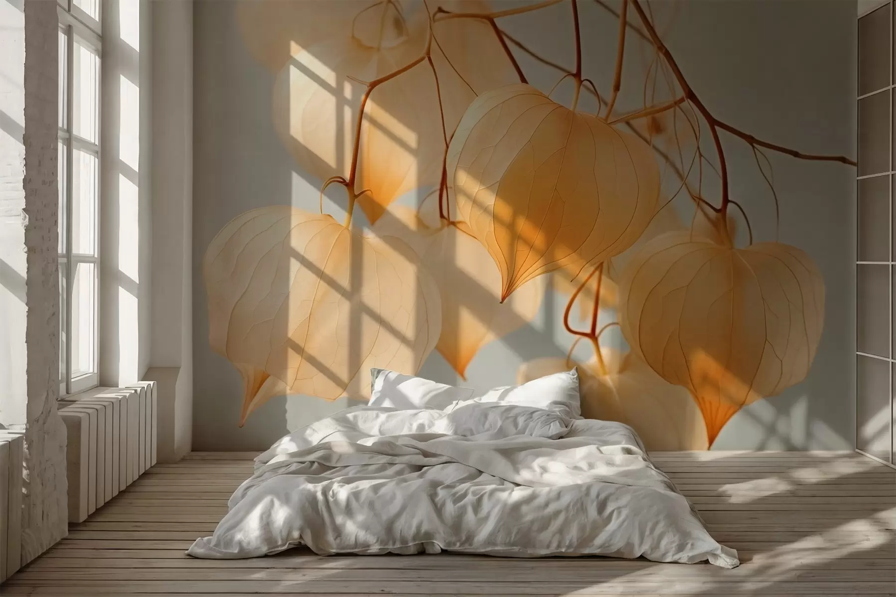 Carta da parati nature Physalis imitazione acquerello 