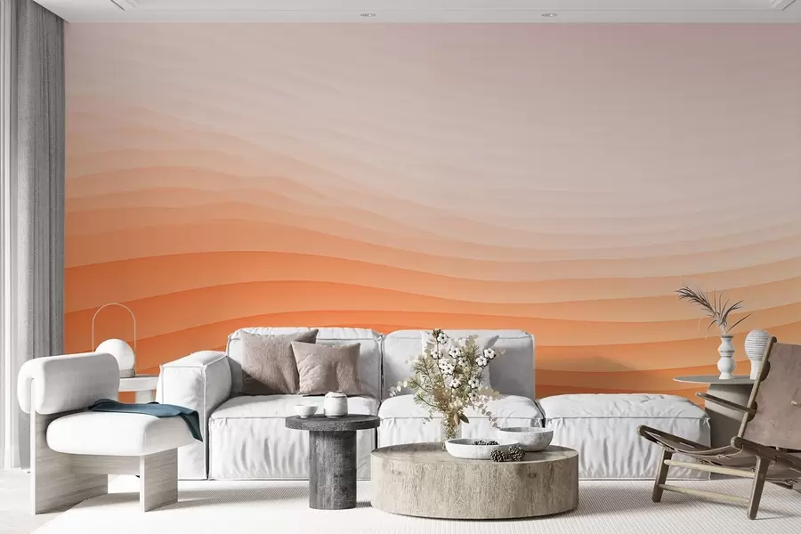 carta da parati Gradiente arancione e bianco in stile ondulato nr. w08943