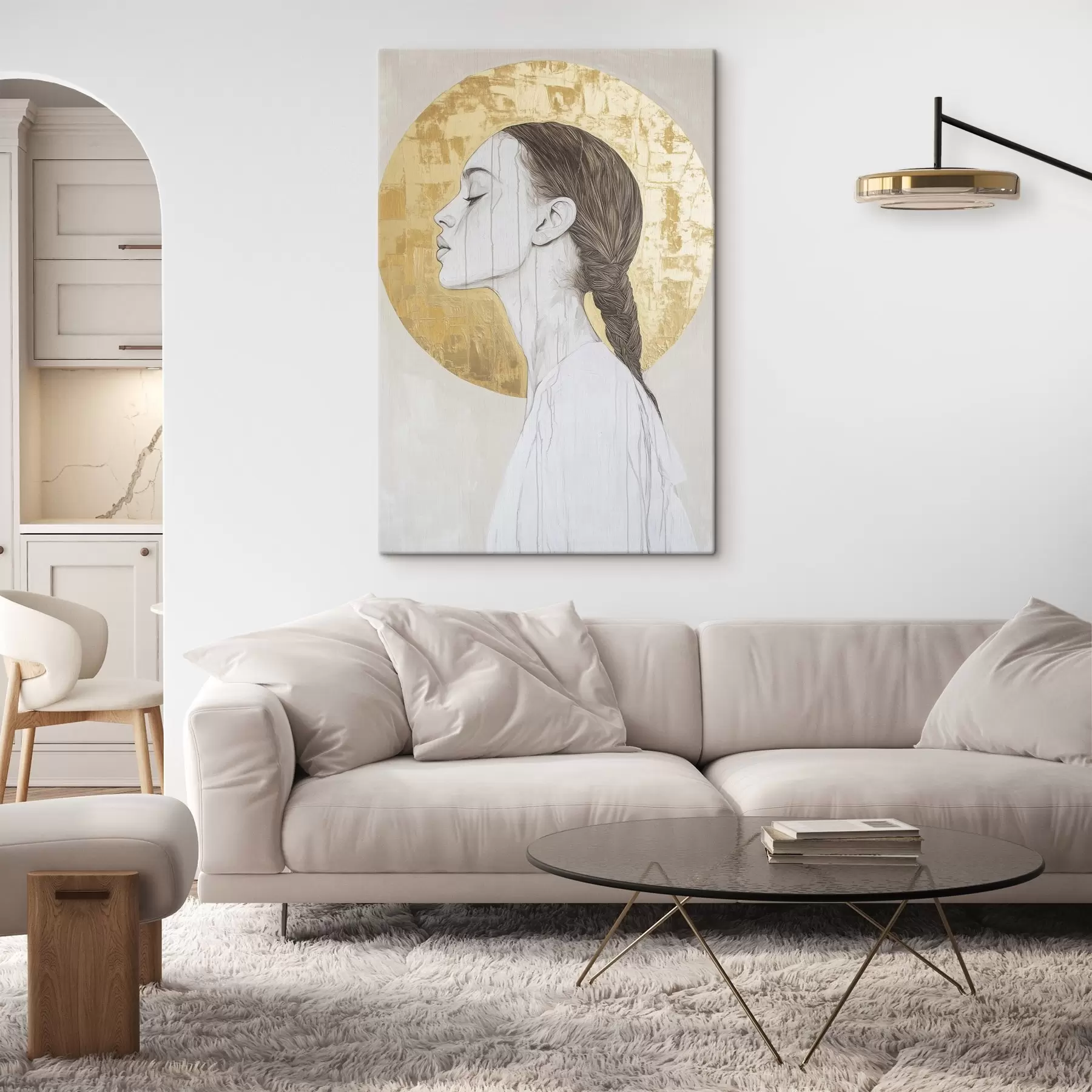 carta da parati Ritratto di donna, minimalismo, stile acrilico, colori beige nr. s43504