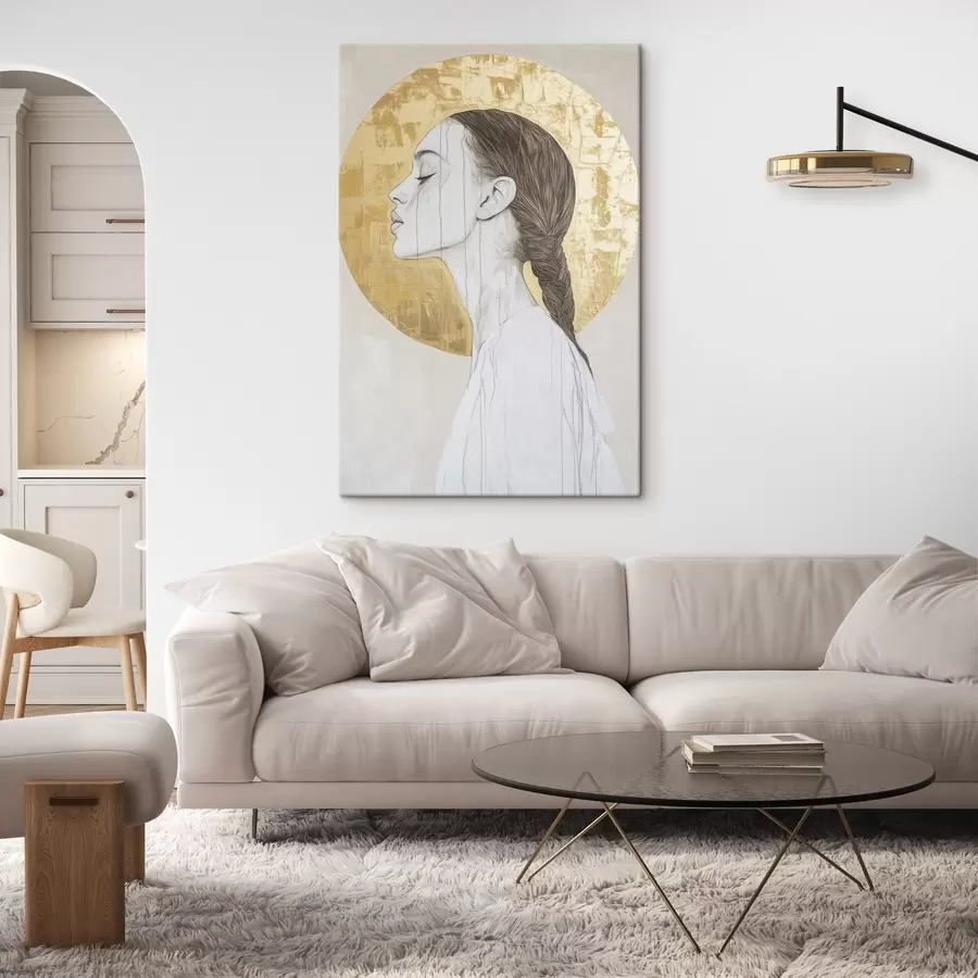 carta da parati Ritratto di donna, minimalismo, stile acrilico, colori beige nr. s43504