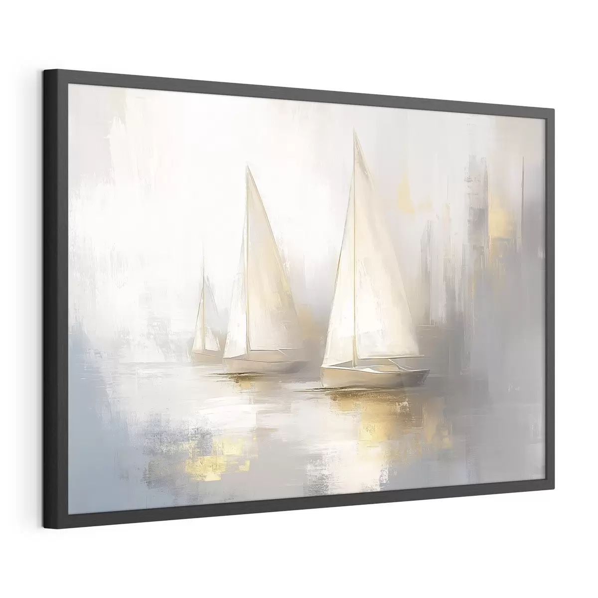 Poster Barche sul mare, astrazione, stile olio, colori beige f43505