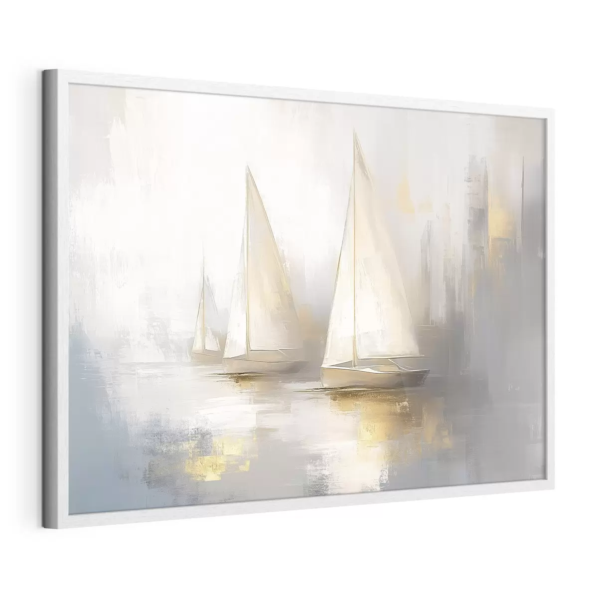 Poster Barche sul mare, astrazione, stile olio, colori beige f43505