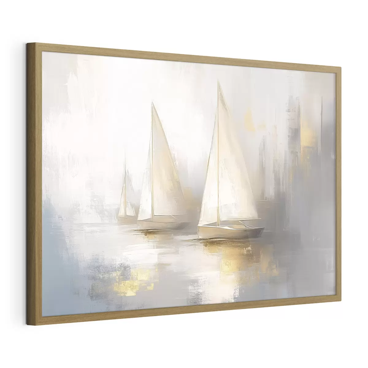 Poster Barche sul mare, astrazione, stile olio, colori beige f43505