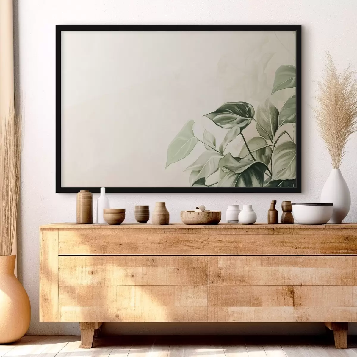 Poster Foglie di palma, disegno a matita, tropicale, verde f43509