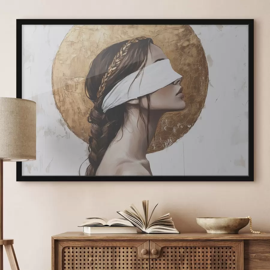 carta da parati Donna con benda sugli occhi, Grecia, disegno in stile acrilico nr. f43502