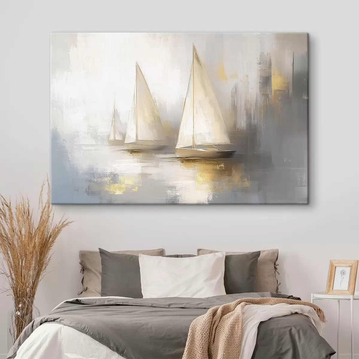 carta da parati Barche sul mare, astrazione, stile olio, colori beige nr. s43505