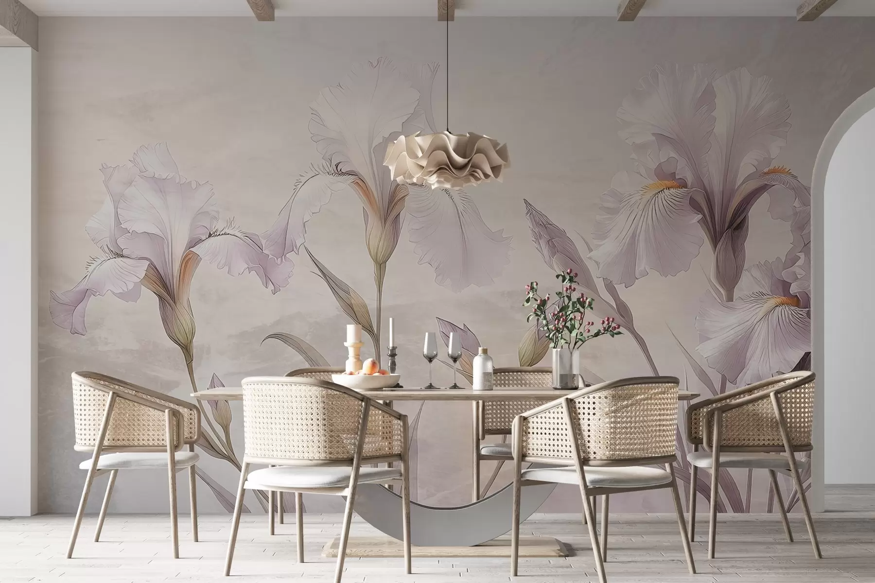 Carta da parati Floreale Delicati iris disegnati sul muro n. w03556