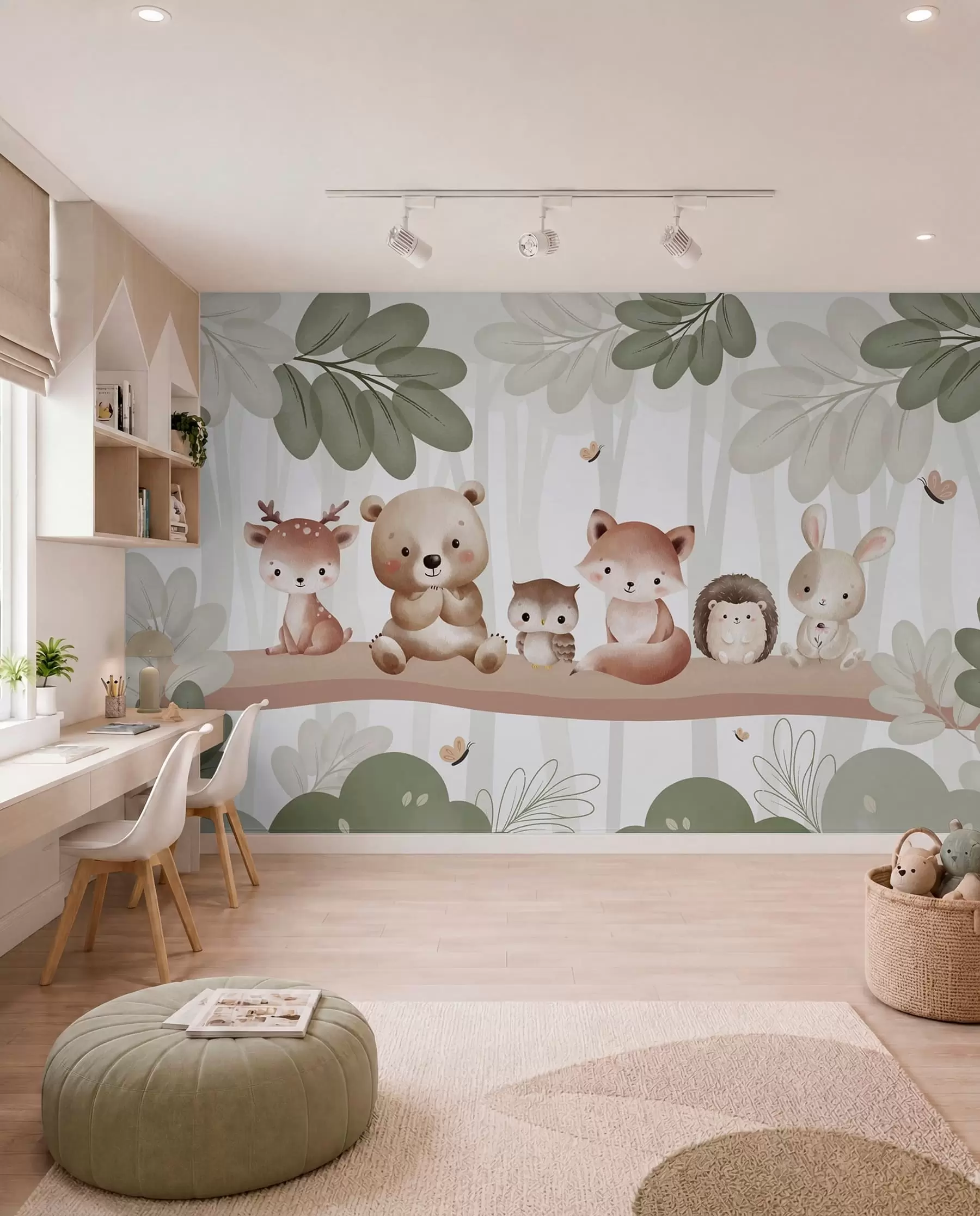 Carta da parati per Bambini Animali del bosco in fila 